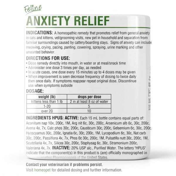 HomeoPet Feline Anxiety Relief Natural Stress Support for Cats 15ml-5