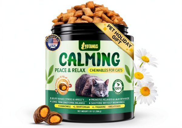 Cat Calming Treats YOTANGO 500 Crunchy Chicken Chews for Stress-0