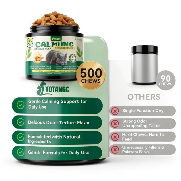 Cat Calming Treats YOTANGO 500 Crunchy Chicken Chews for Stress-5